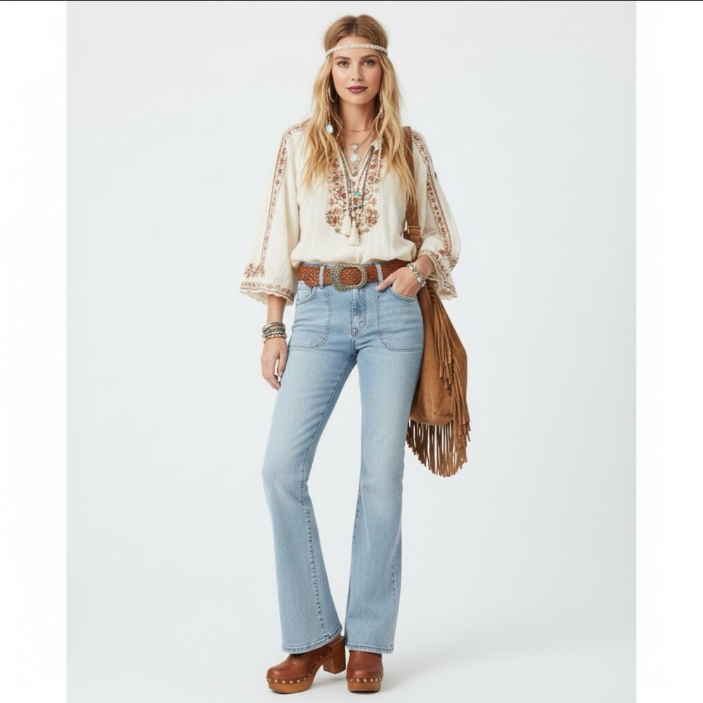 Daily Blue AG Skye High Rise Flare Lake Japanese Rigid Denim USA NWT 25